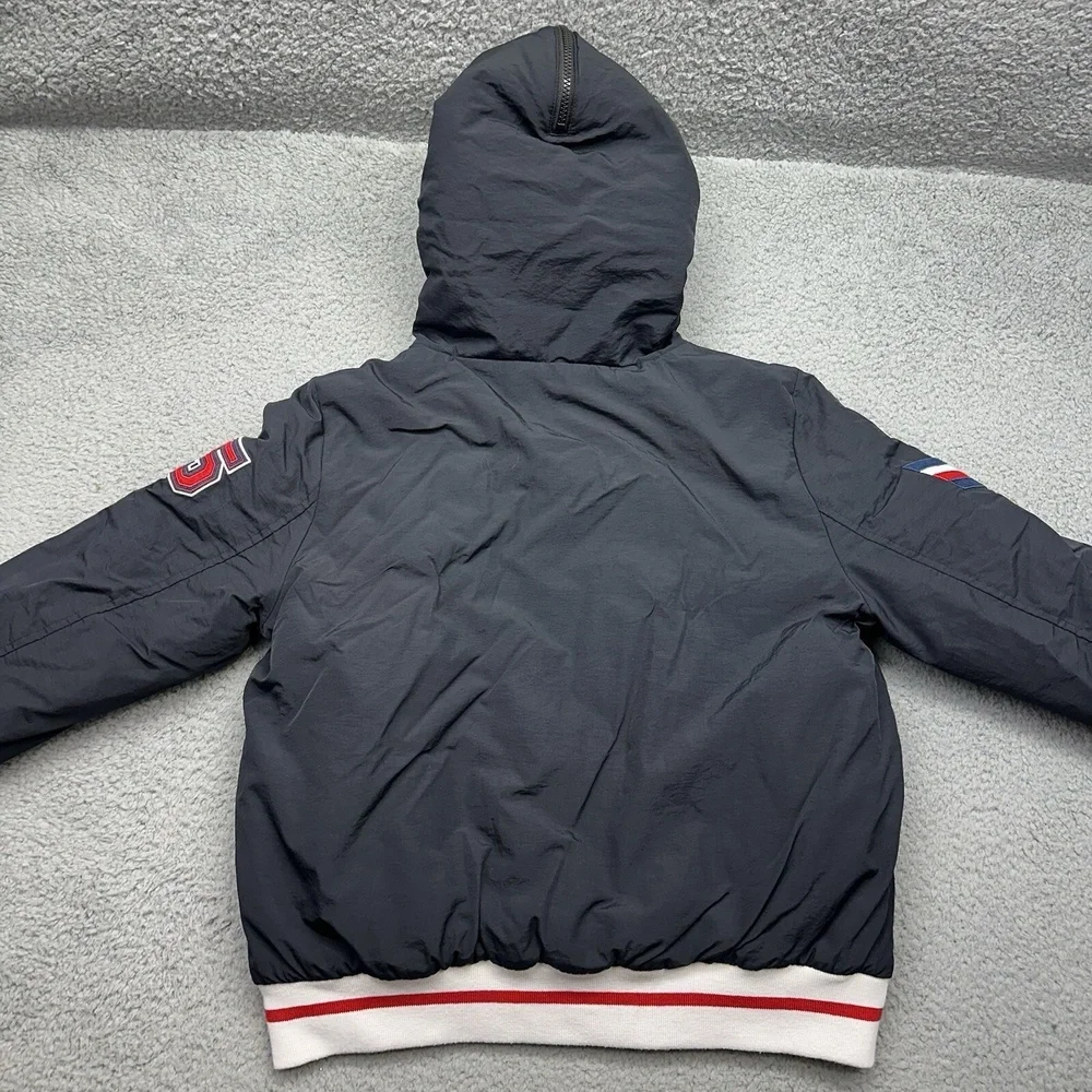 Tommy Hilfiger Sport TP94476J Women's Large Black Varsity TH Patch Hoodie Jacket
